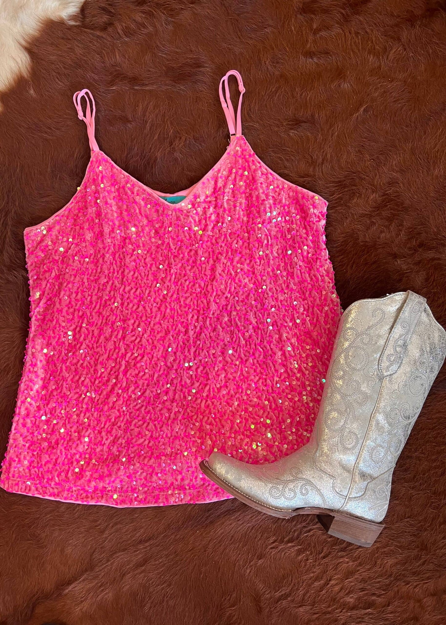 Pinky Sequin Tank