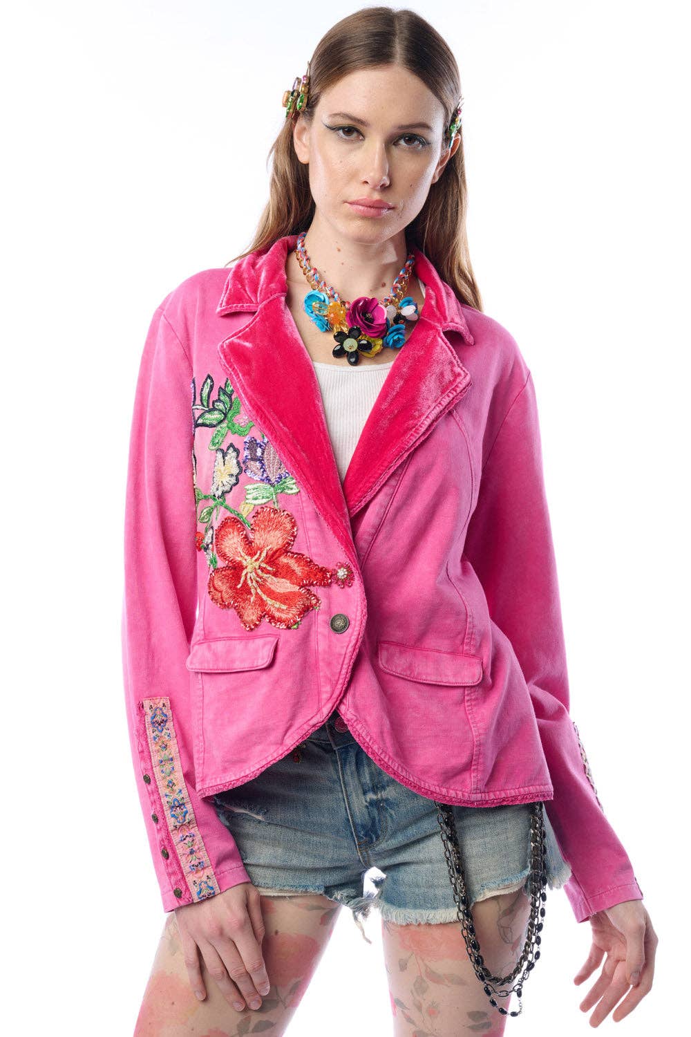 Colonel Jacket-Ruby | French Terry Jacket | Floral Blazer