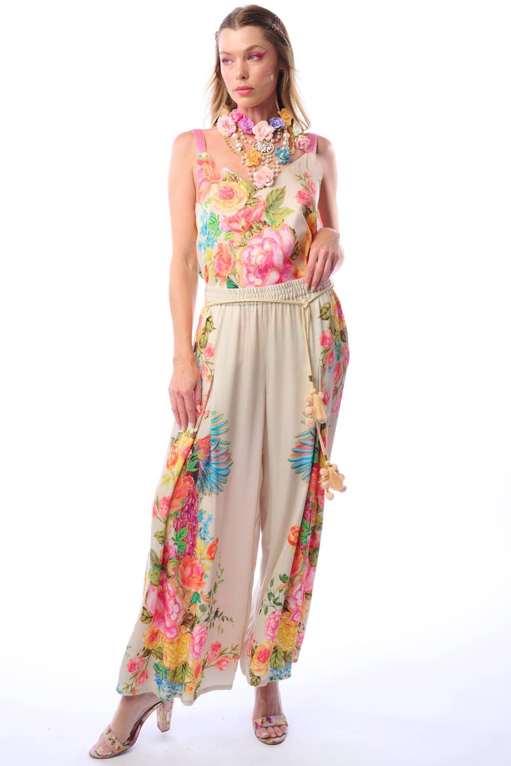Earth Angels Pants | Wide Leg Pants | Peacock Print Pants