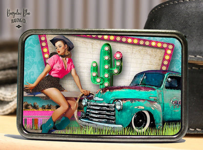 Retro Ropin' Cowgirl Belt Buckle