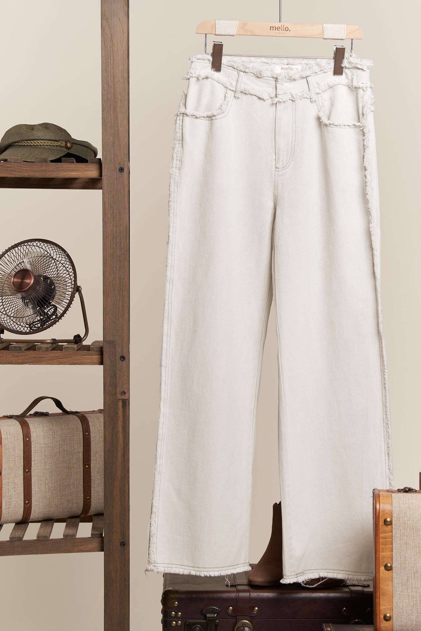 Raw Hem  Wide leg Bleached Jeans