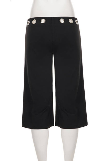 Eyelet Waist Wide Leg Capri Pants