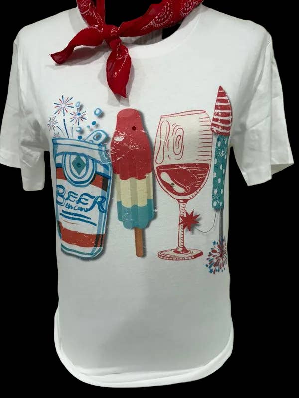 Beer Popsicle Wine Firework on White Crew
