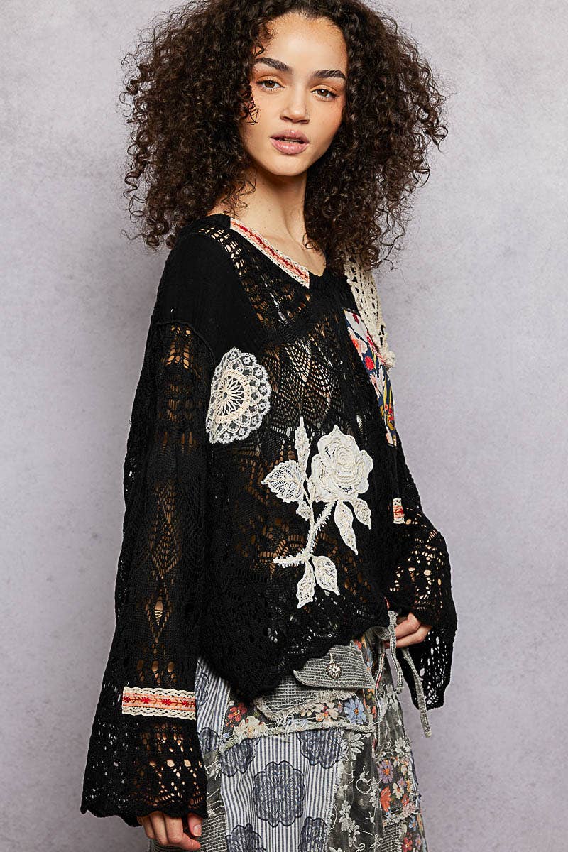 V-neck Long Sleeve Oversized Fit Summer Sweater Top
