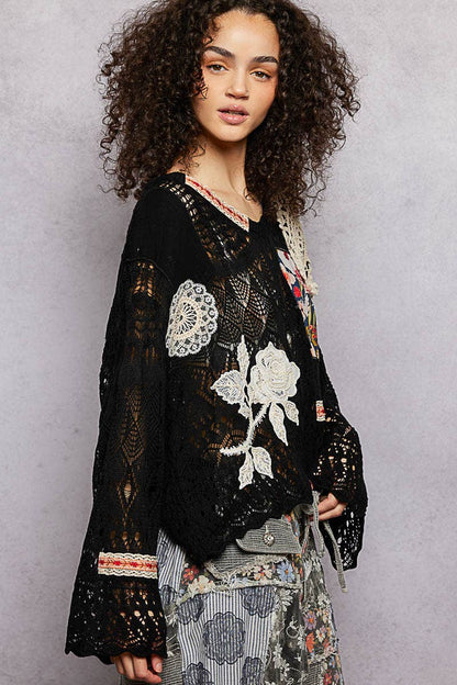 V-neck Long Sleeve Oversized Fit Summer Sweater Top