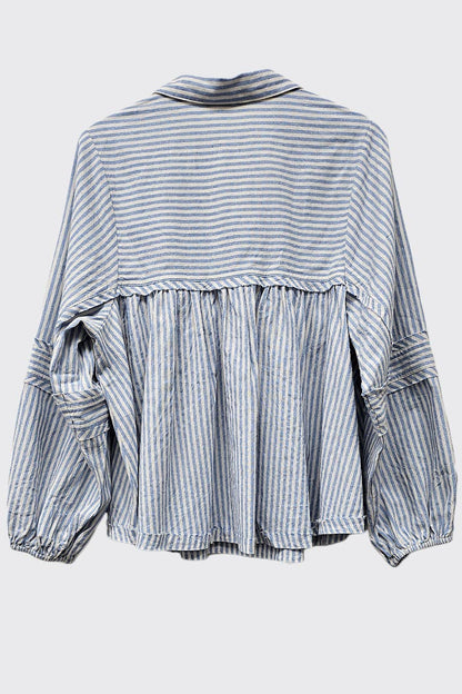 Striped Bubble Blouse Top