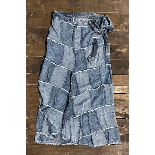 Patchwork Skies Denim Wrap Skirt