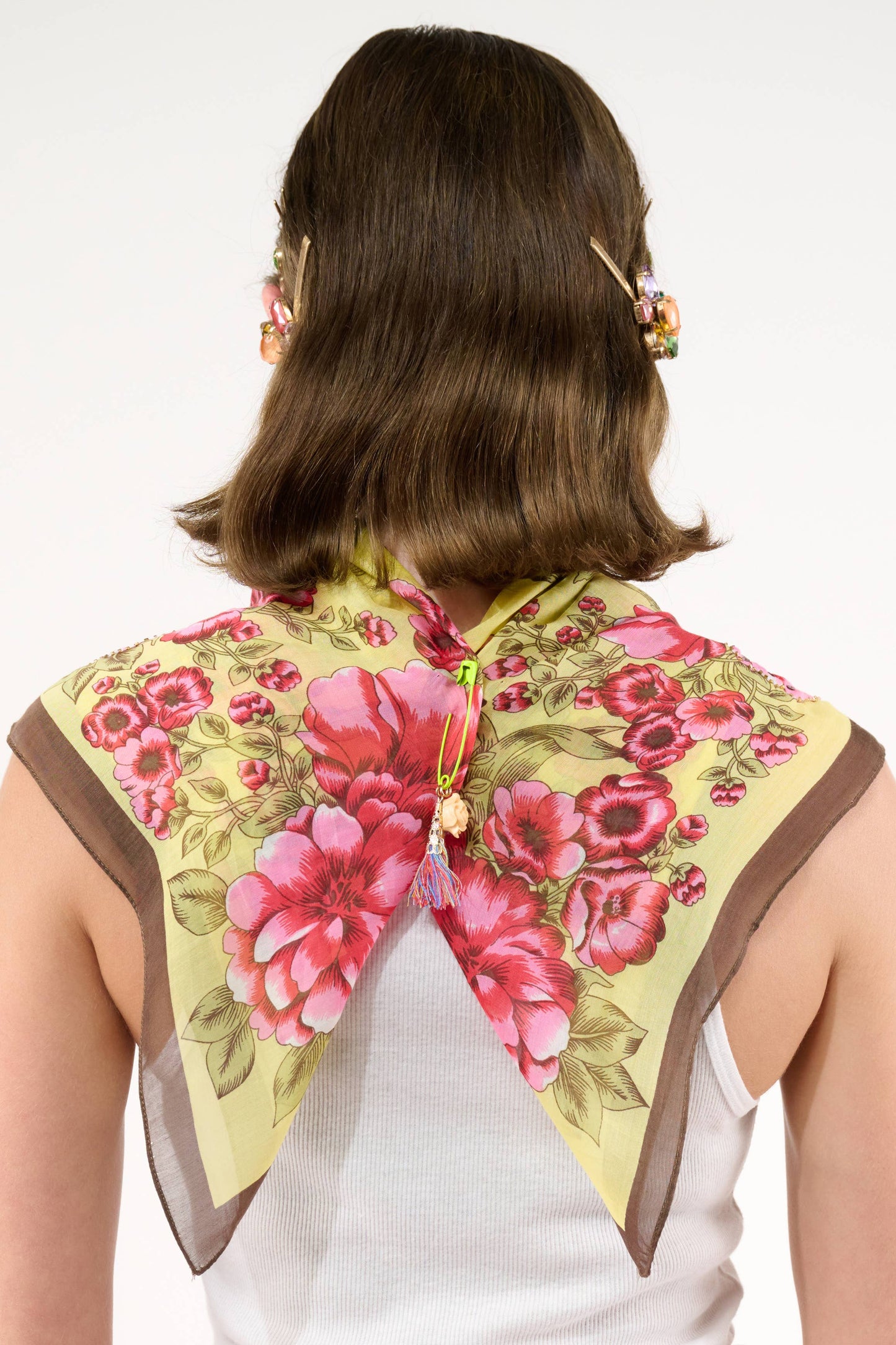 Yellow Rose Hand Embellished Bandana Scarf