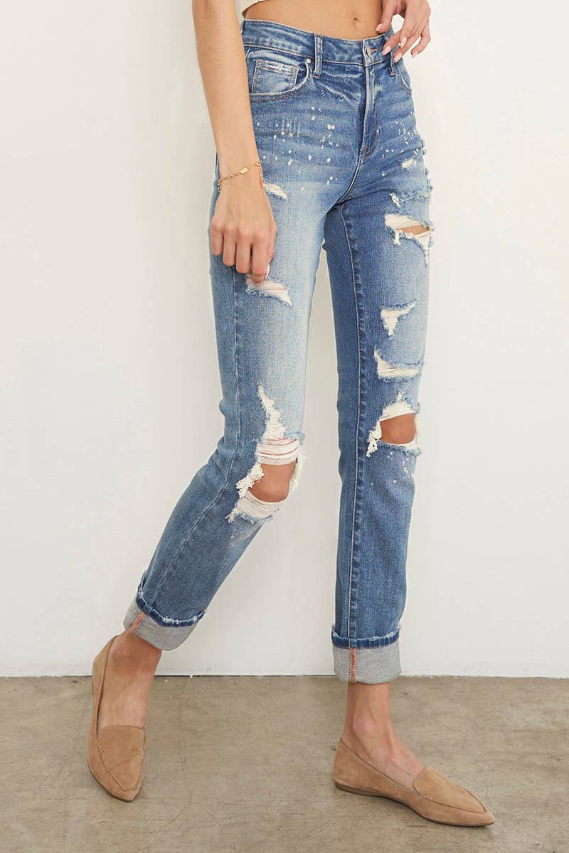 Distressed Girlfriend Skinny Jeans