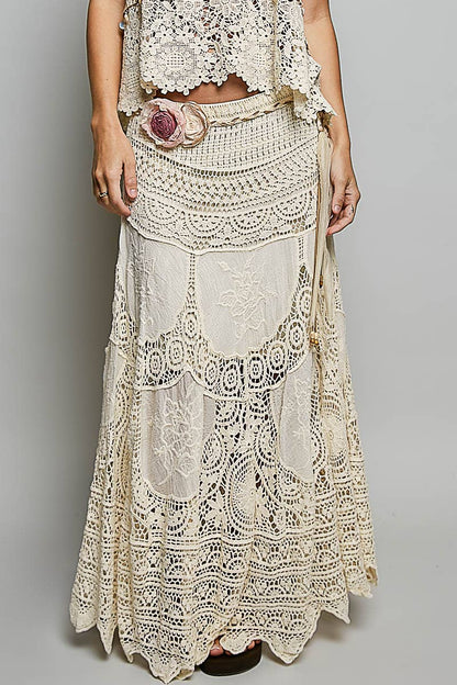 Crochet patterns embroidered maxi skirt