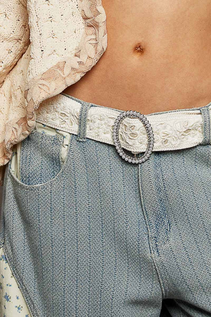 Floral Satin Lace Pearl Belt