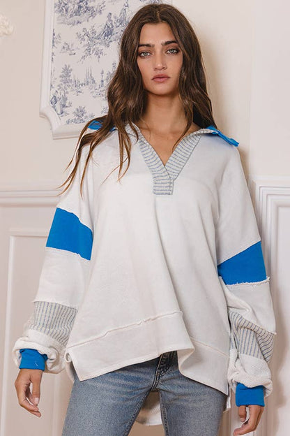 French Terry Collared Loose Fit Top