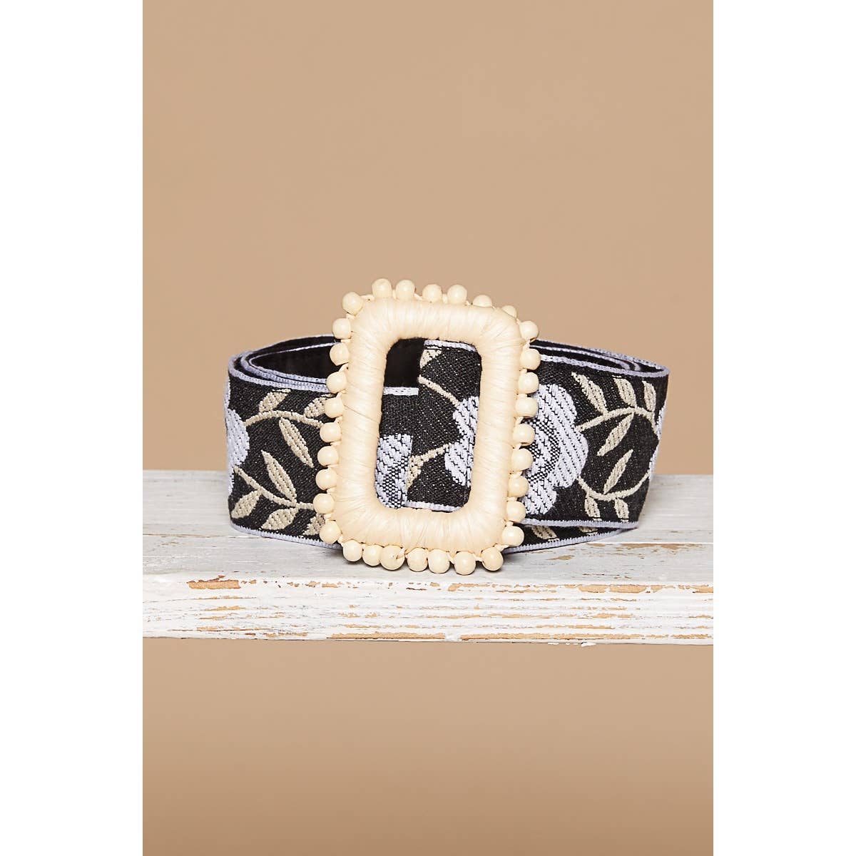 Black Floral Belt