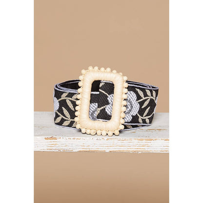 Black Floral Belt