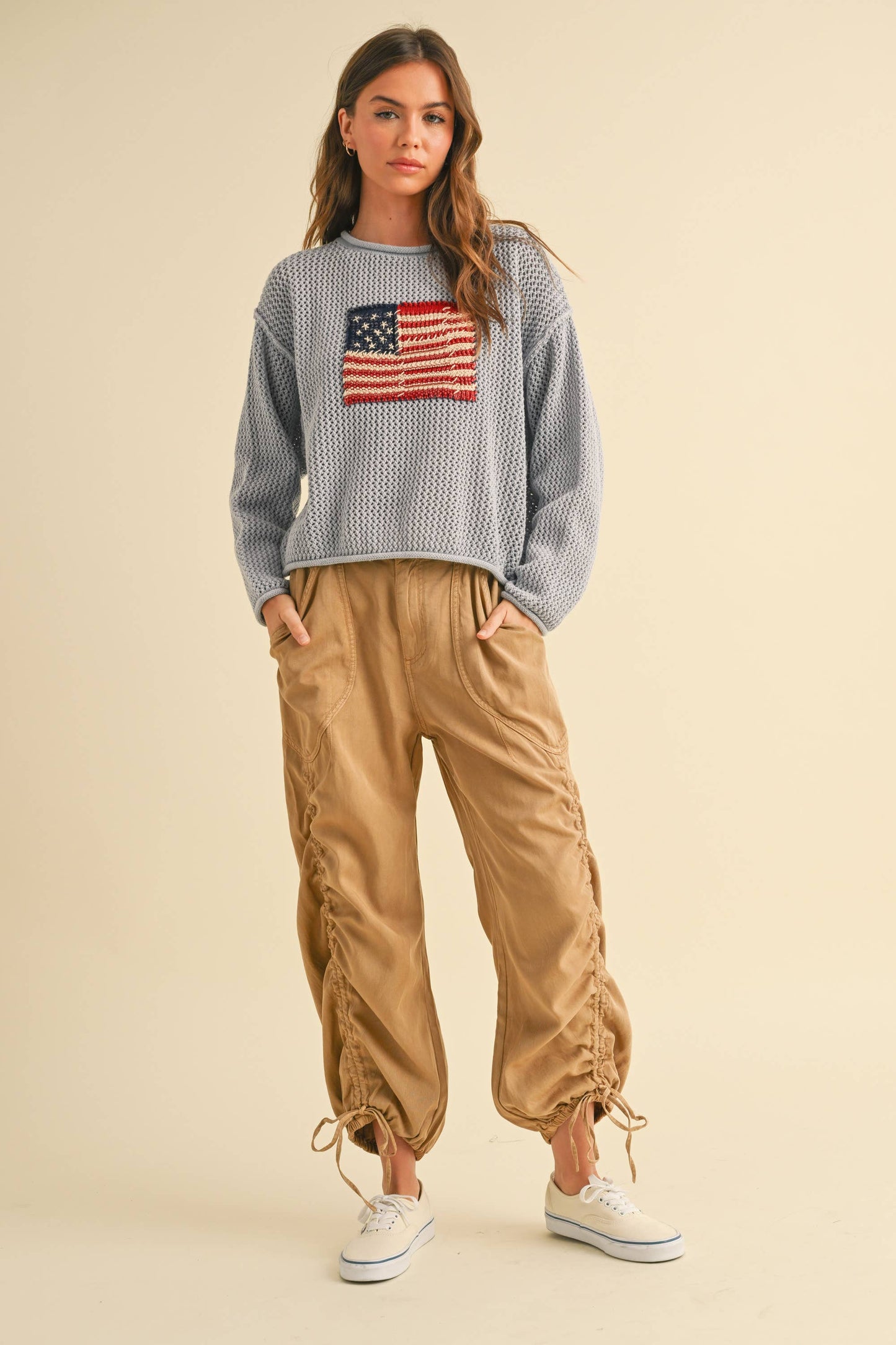 FLAG KNITTED CROCHET SWEATER TOP