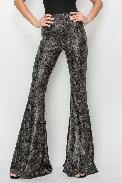 PYTHON GOLD FOIL BELLBOTTOM KNIT PANTS