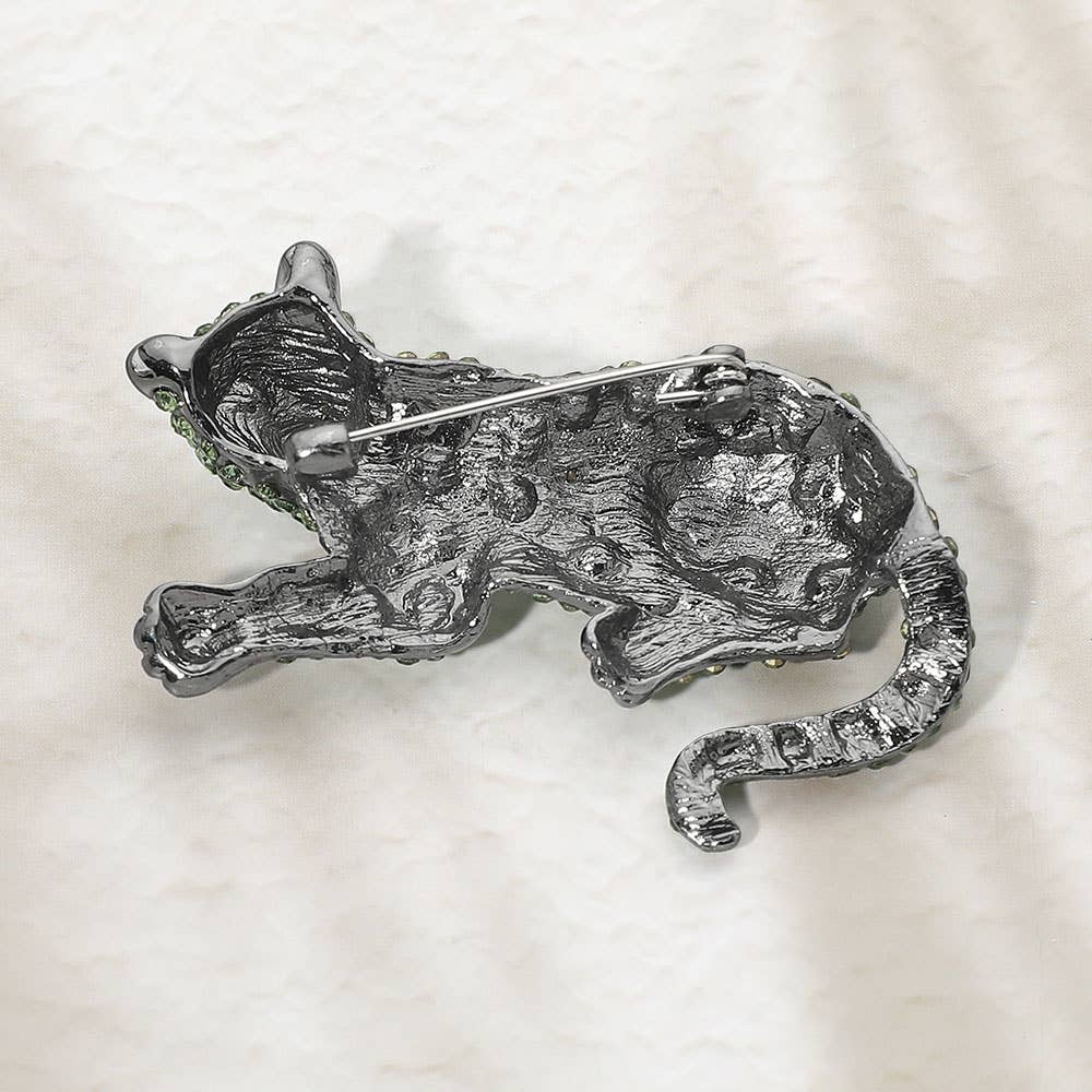 Crystal Rhinestone Leopard Pin Brooch