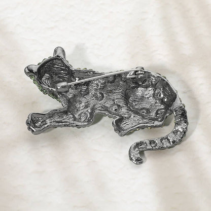 Crystal Rhinestone Leopard Pin Brooch