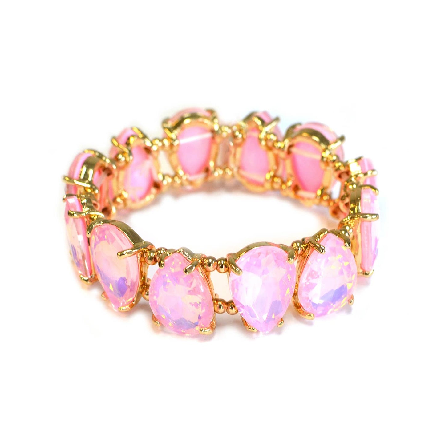 Neon & Pastel Teardrop Glass Crystal Bead Stretch Bracelet