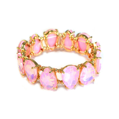 Neon & Pastel Teardrop Glass Crystal Bead Stretch Bracelet