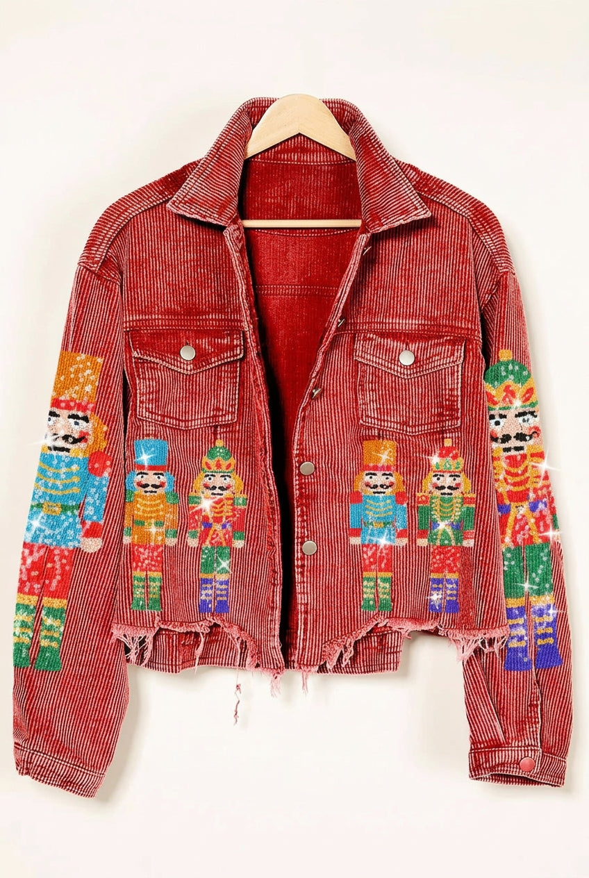 NUTCRACKERS EMBROIDERY CHRISTMAS CORDUROY JACKET