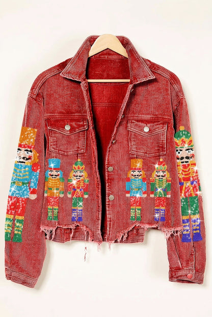 NUTCRACKERS EMBROIDERY CHRISTMAS CORDUROY JACKET