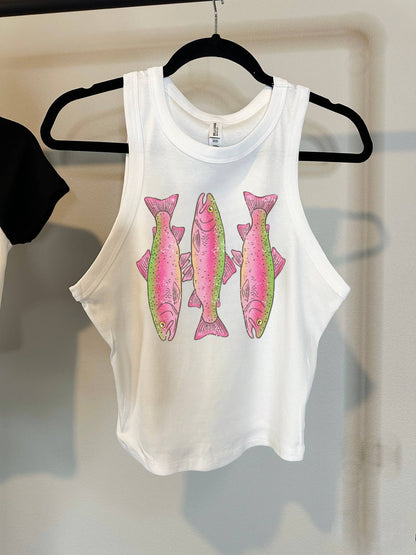Pink Trout Cropped Tank