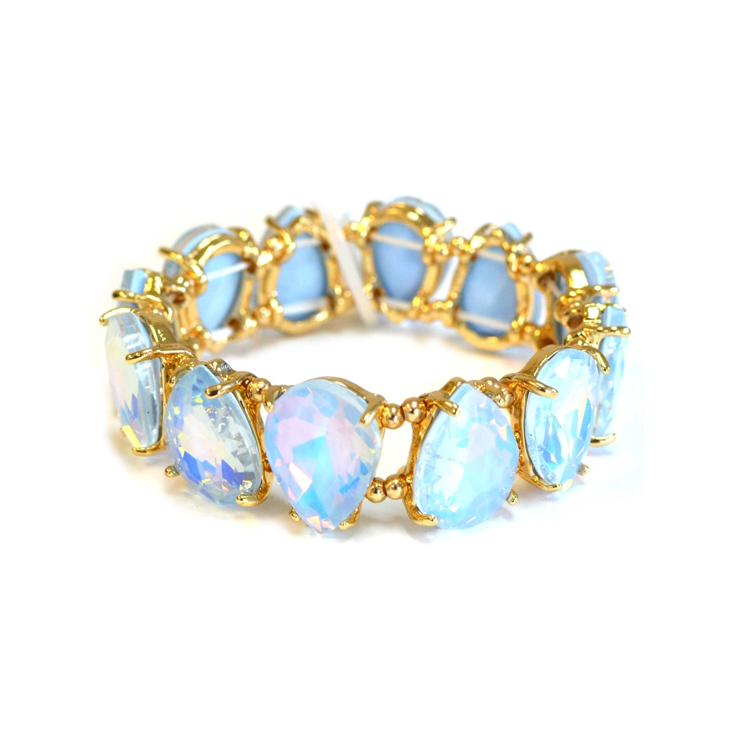 Neon & Pastel Teardrop Glass Crystal Bead Stretch Bracelet
