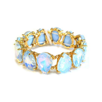 Neon & Pastel Teardrop Glass Crystal Bead Stretch Bracelet