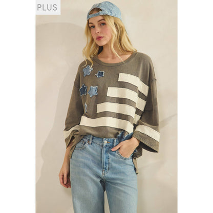 STAR SPANGLED OVERSIZED SWEATSHIRT PLUS SIZE
