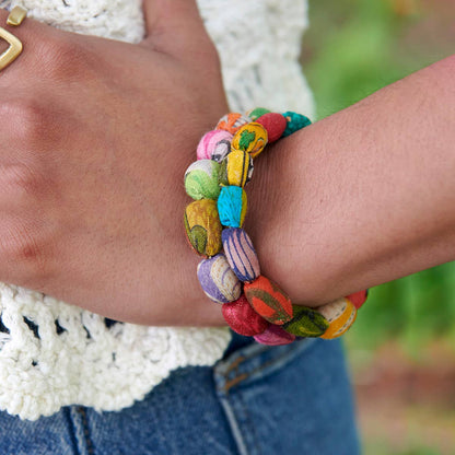 Whirled Kantha Spiral Bracelet
