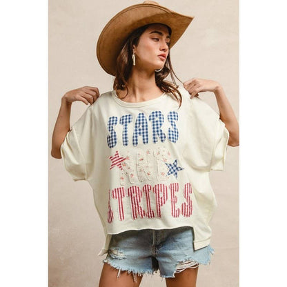 MIX AND MATCH STARS AND STRIPES PATCHWORK TOP