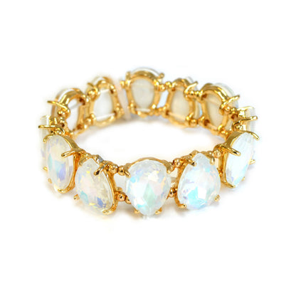 Neon & Pastel Teardrop Glass Crystal Bead Stretch Bracelet