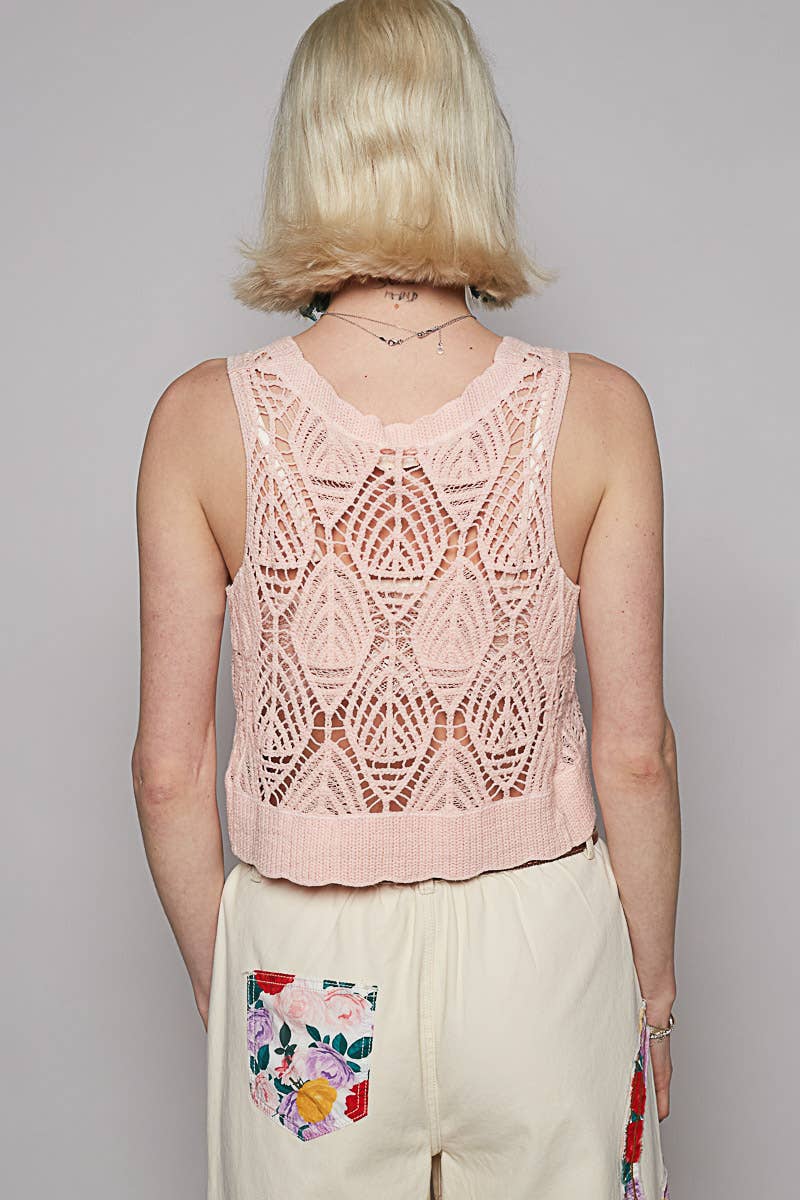 Cropped Sleeveless Crochet Tank Top