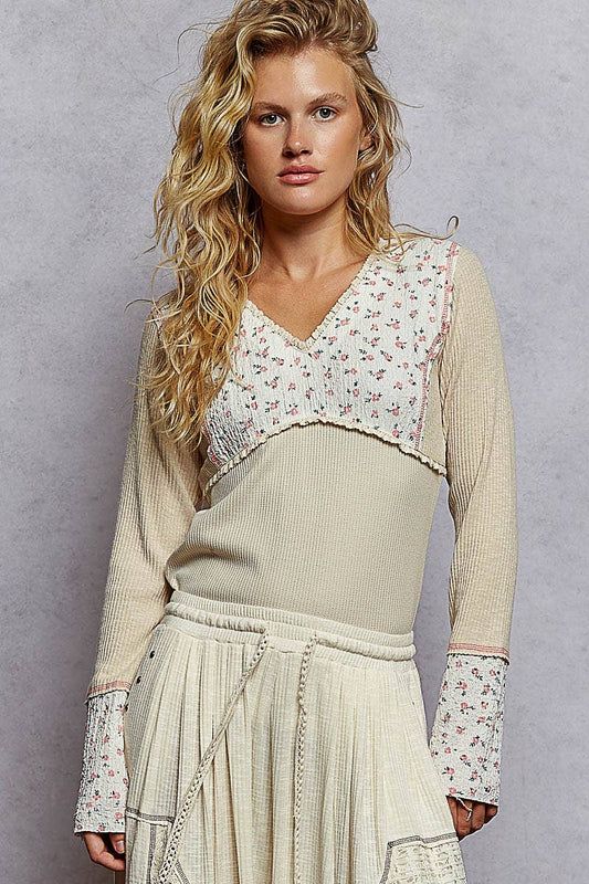 Floral Thermal Knit Top