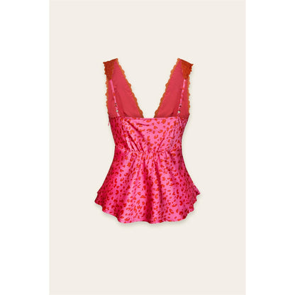 Berry Tart Lace Trim V-neck Top
