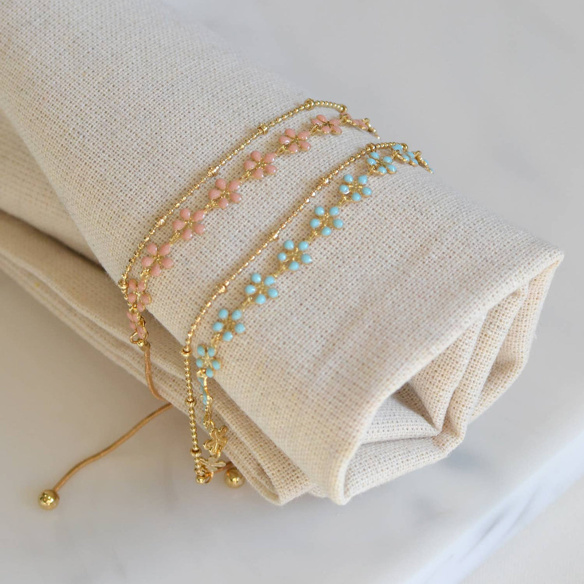 Color Epoxy Enamel Flower Adjustable Chain Bracelets