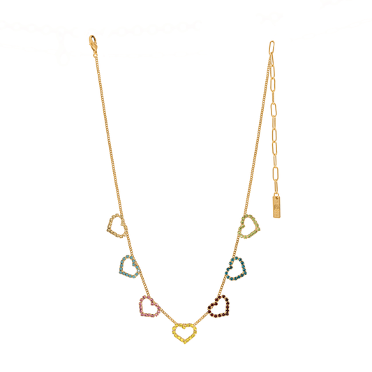 Multi Heart Necklace in Colors