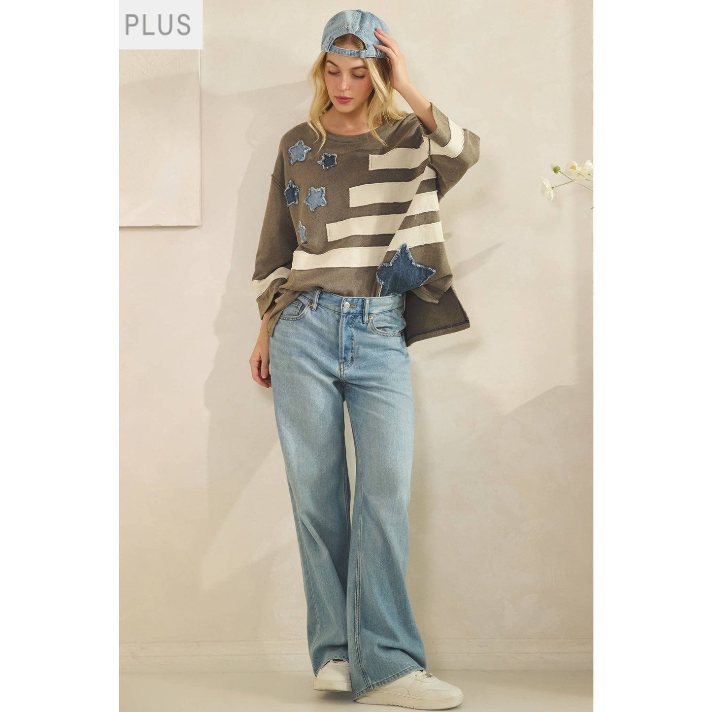 STAR SPANGLED OVERSIZED SWEATSHIRT PLUS SIZE