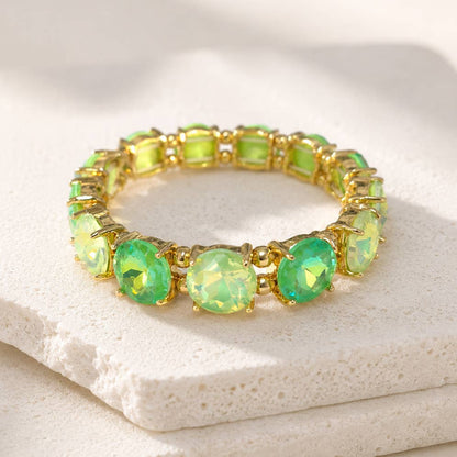 12MM Round Cut Glass Crystal Linked Stretch Bracelet