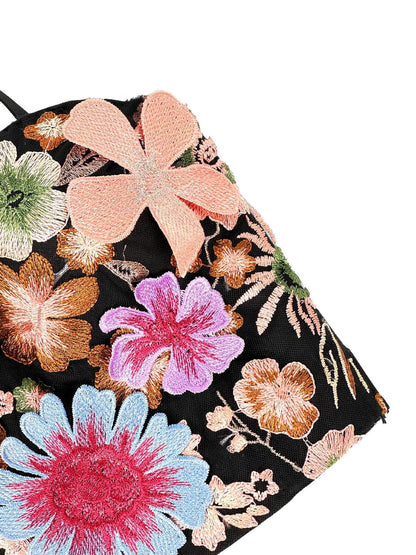 Retro Floral Embroidered Tube Top Camisole with Bra