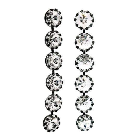 LILIBET SINGLE EARRINGS IN GUNMETAL / CLEAR